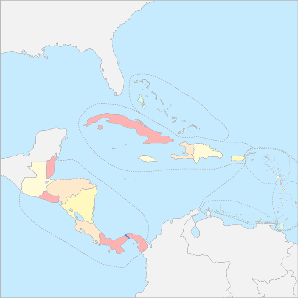 카리브해 국가 지도