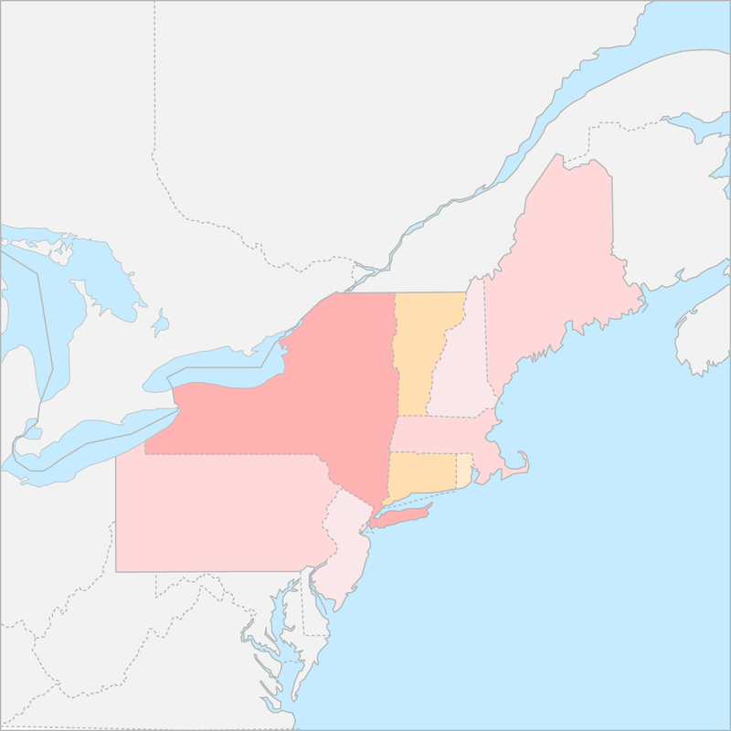 미국 북동부 행정 지도