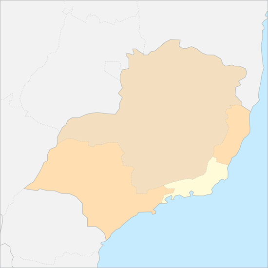 브라질 남동부지방 행정 지도