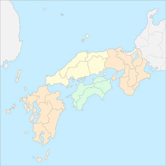 서일본 지역 지도