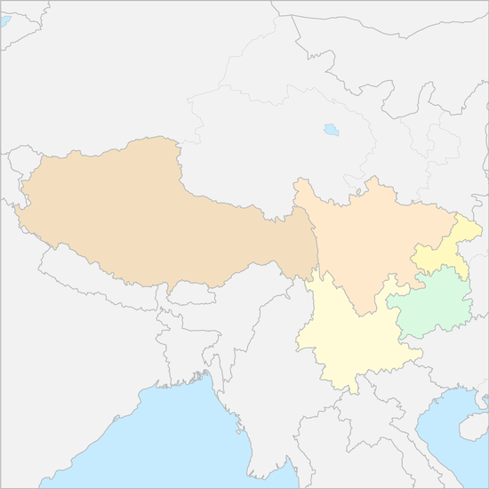 중국 서남지구 행정 지도