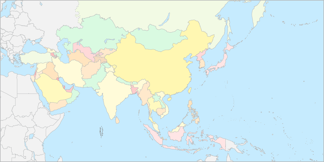 아시아 국가 가로 지도