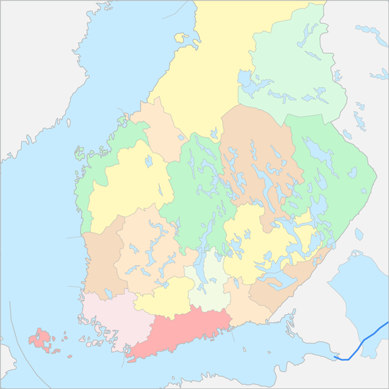 핀란드 남부 행정 지도