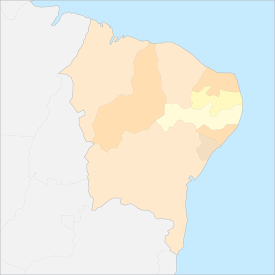 브라질 북동부지방 행정 지도