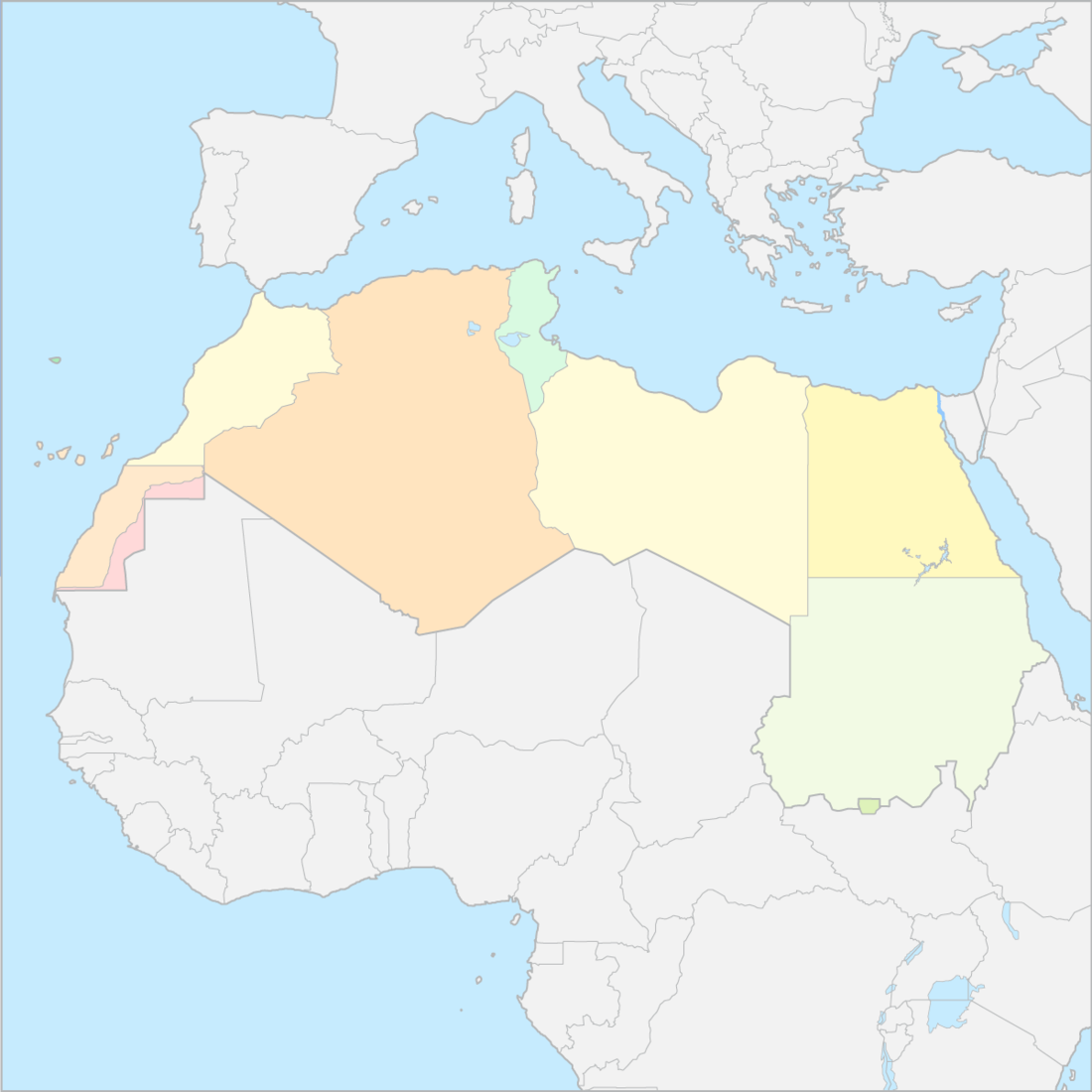 북아프리카 국가 지도