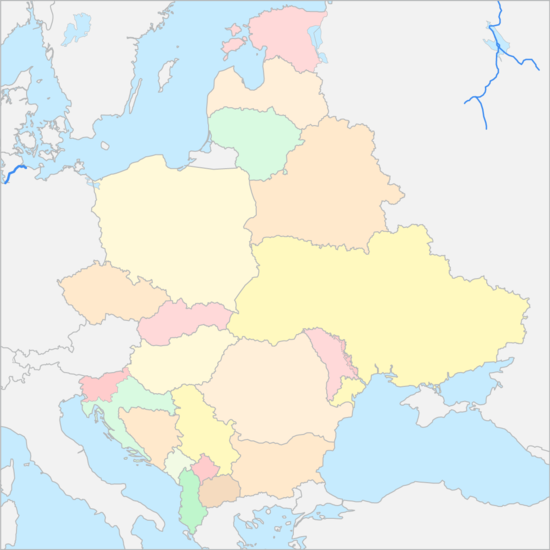 동유럽 (넓은 범위) 국가 지도
