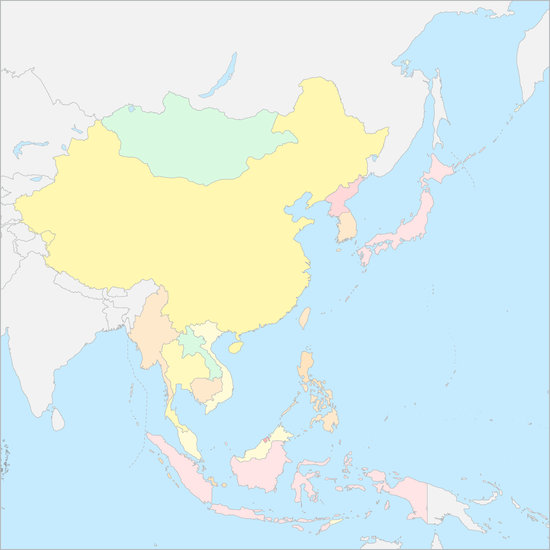 아시아 동부 국가 지도